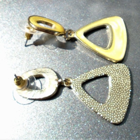 NWOT Retro 90's inspired sparkly swirly yellow enamel earrings three Styles GIFT - Picture 7 of 9
